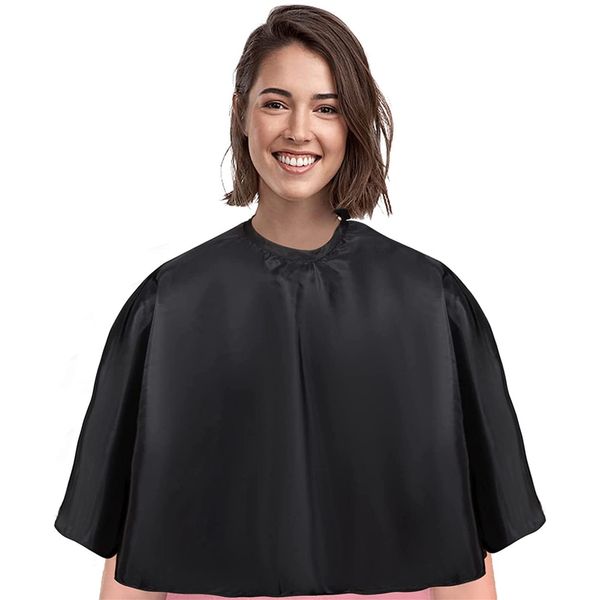 [YIBOOOM] Shampoo Cape, Haircut Cape, Hair Salon, Barber Shop, Hair Cloak, Home, Hair Cut, Adults, Children, Adjustable Hair Apron, Folding, Waterproof, Anti-Static, Haircut Tool (Black)