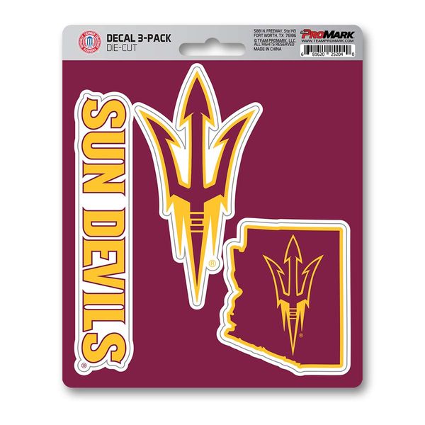 FANMATS NCAA Arizona State Sun Devils Team Decal, 3-Pack Red