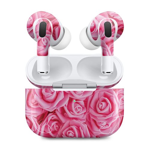 MightySkins (2 Pack) Skins Compatible with Apple AirPods Pro 2 - Super Pink Roses | Protective, Durable, and Unique Vinyl Decal wrap Cover | Easy to Apply, Remove, and Change Styles | Made in The USA