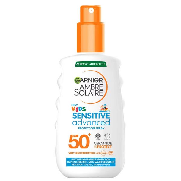 Garnier Ambre Solaire Kids SPF 50+ Sensitive Sun Cream Spray 150ml Free UK P&P