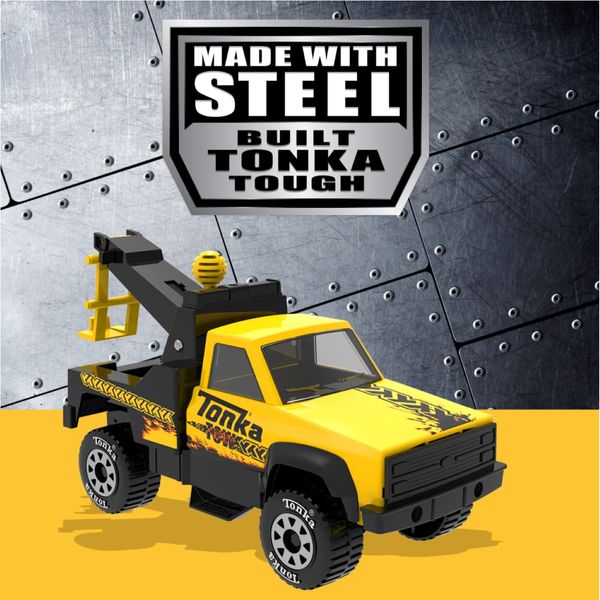 Tonka Steel Classics, Tow Truck – Made with Steel and Sturdy Plastic, Yellow Friction Powered, Boys and Girls, Toddlers Ages 3+, Big Construction Vehicle, Birthday Gift, Christmas, Holiday