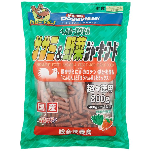 Doggyman Dog Treats Healthy Jerky Excelsasami & Vegetable Jerky Food Chicken 800 Grams (x1)