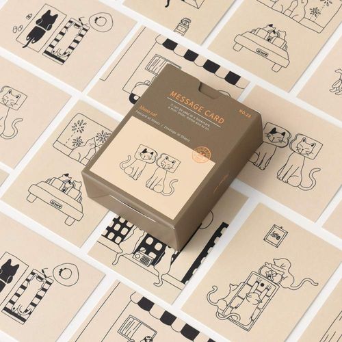 Monolike Message Cards, Mini Cards, Monocat Message Cards, Set of 40 Cards and 20 Envelopes, Mini Size, Design Stationery, Celebration Cards, Thank You Cards