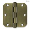 (5 Pack) 3-1/2 inch Round Corner Door Hinge - Antique Brass With Screws