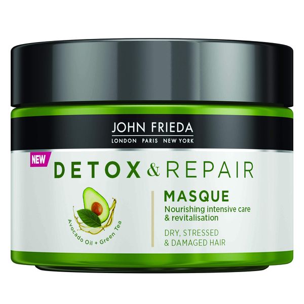 John Frieda Detox & Repair Masque for Dry, STRESSED & Damaged Hair with Avocado Oil and Green Tea, 250 ml