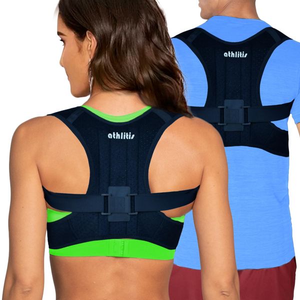 Posture Corrector for Men Women - Orthopedic Bust Postural Band Shoulder and Adjustable Back Support for Straight Back and Straighten Shoulders, Elastic Band and E-Book Included (M)