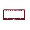 Officially Licensed Alpha Phi License Plate Frame - Deep Maroon with Hearts