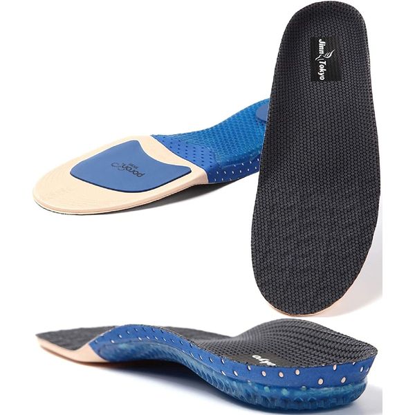 [Physical The Supervision] JINN TOKYO Insole, Physical Therapy and Ergonomic Shock Absorption Resilience Elasticity, Unisex, Universal Design, Blue Premium (Comfortable Insole-M (23.5-25.5))