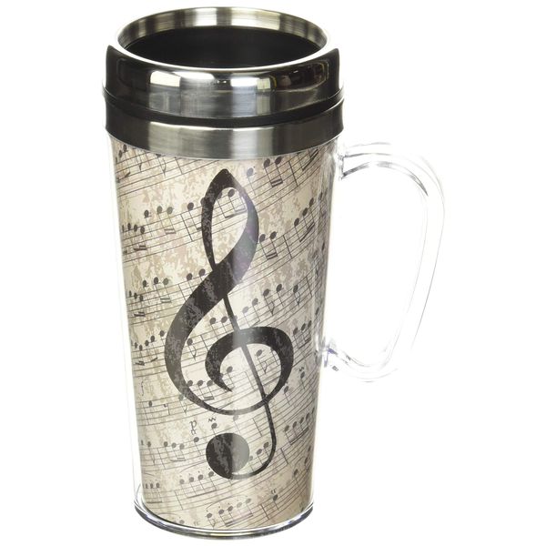 Spoontiques - Insulated Travel Mug - Music Coffee Cup - Coffee Lovers Gift - Funny Coffee Mug - 14 oz - Multi