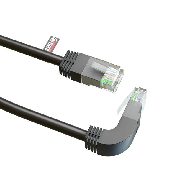 rhinocables CAT5e Ethernet Patch Lead RJ45 Network Internet Cable Straight to Right Angle DOWN 90 Degree 1m