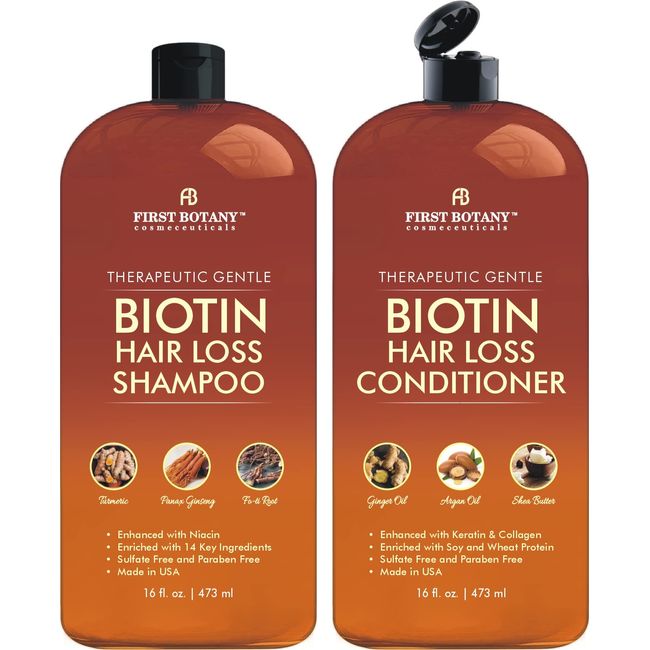 Hair Growth Shampoo Conditioner Set - An Anti Hair Loss Biotin Shampoo and Conditioner with DHT blockers to fight Hair Loss For Men and Women , All Hair types, Sulfate Free - 2 x 16 fl oz
