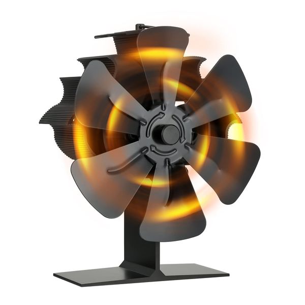 HZ-MONSTAR Stove Fan, 6 Blades, Oil Stove Fan, 6 Blades, Air Circulation, No Power Supply, Silent Operation, Wood Stove Fan, Cold Protection, Energy Saving, Eco-Friendly, For Camping, Flame-Shaped