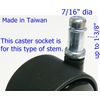 Oajen caster socket for 7/16" diameter grip ring stem, 4 pack, 1" OD round 16 g