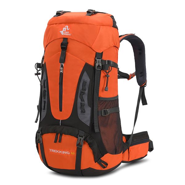 Bseash 60L Hiking Camping Backpack with Rain Cover, Waterproof Large Capacity Outdoor Sport Travel Daypack Climbing Touring (Orange)