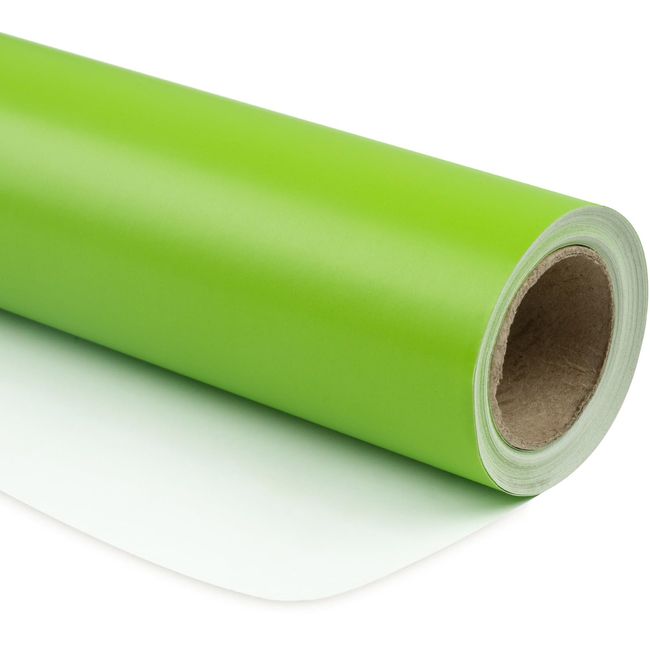 RUSPEPA Lime Green Wrapping Paper Solid Color - Mini Roll - for Christmas, Wedding, Birthday, Shower, Congrats, and Holiday - 17.5 Inches X 32.8 Feet