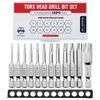 Torx Head Drill Bit Set - Premium12pc Set w/Storage Case T6 - T55 1/4in Hex S...