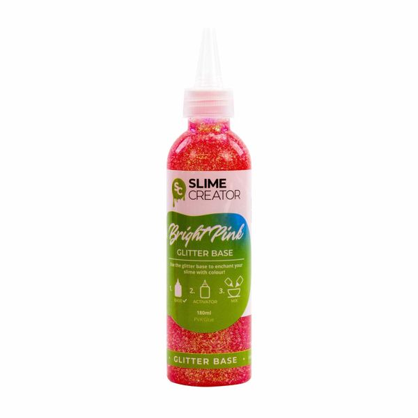 Slime Creator - Glitter Base - Bright Pink | 180ml Easy-Pour Bottle | Safe & Tested for Slime Making