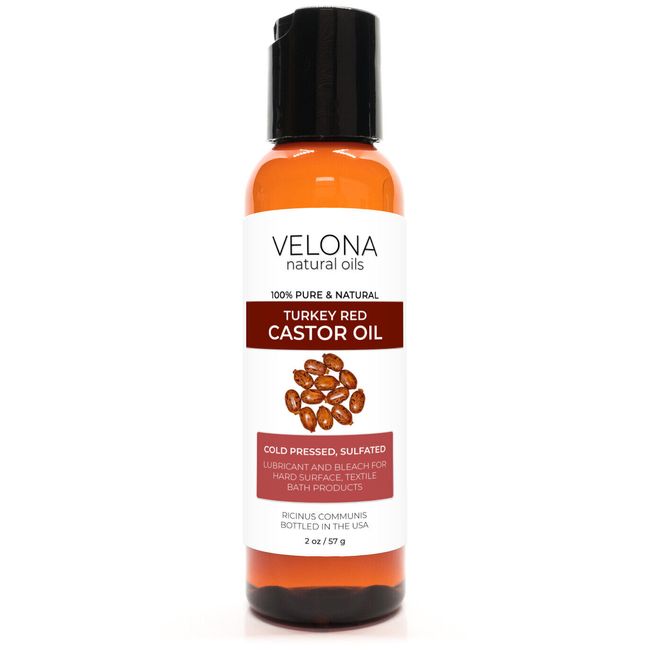 Castor Oil Turkey Red Oil by Velona - 2 oz, Natural, Cold Pressed, Hair Body