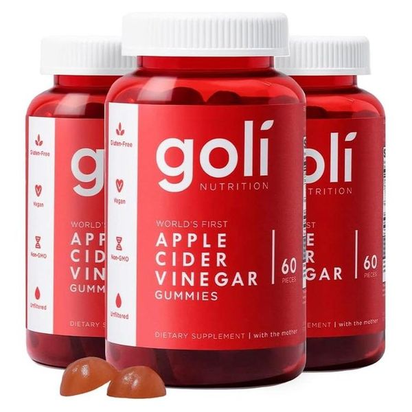 Goli Nutrition World&#39;s First Apple Cider Vinegar Goli Nutrition Apple Cider Vinegar 60 Gummies 3 Pack