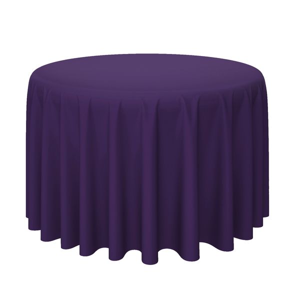 132" Round Polyester Fabric Tablecloths for Wedding Banquet - Purple