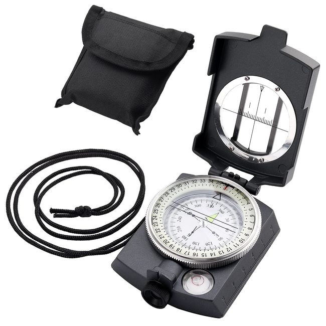 Anbte Kompass Militär Marschkompass Professioneller Navigation Compass mit Tragetasche Wasserdichter Peilkompass Taschenkompass für Jagd Camping Wandern Outdoor-Aktivitäten (Vintage Grau)