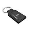 iPick Image Compatible with Lincoln Rectangular Black Leatherette Key Chain
