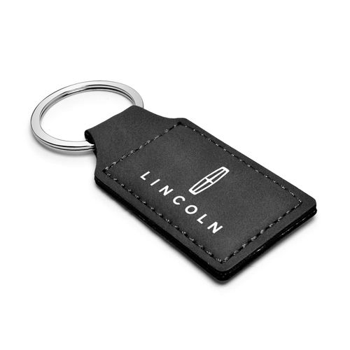iPick Image Compatible with Lincoln Rectangular Black Leatherette Key Chain