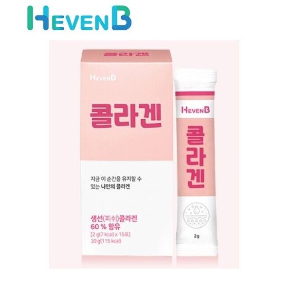 Contains 60% Fish Collagen HevenB Collagen 2g(7kcal)*30 stick(60g/230kcal)