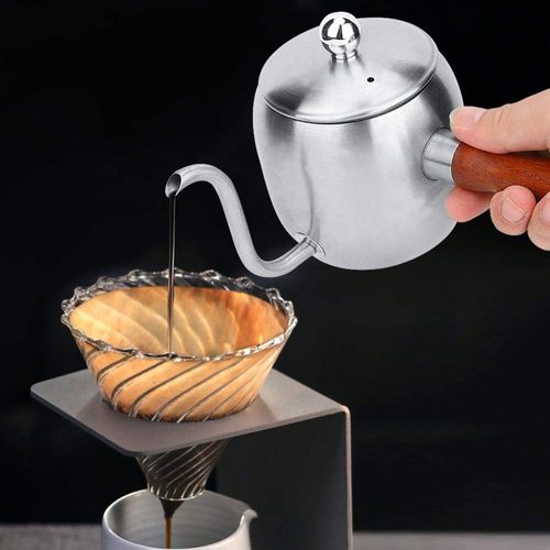 Coffee Kettle,500ml Stainless Steel Tea Pot with non-slip Handle,Pour Over Drip Pot,Tea Making Tools for Home,Office,Cafes,Teahouse (Silver)
