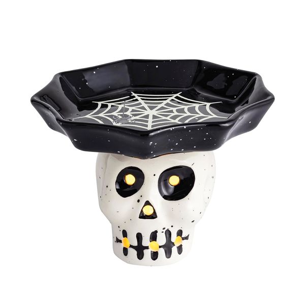 Mud Pie Halloween LED Skeleton Glow in the Dark Candy Pedestal