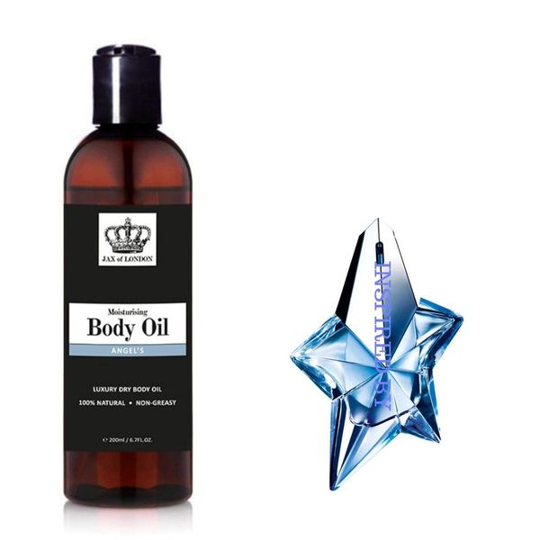 Jax of London Angels Body Oil 200ml, Women’s Inspired Body Oil, Moisturising Massage Oil for Skin, Body Oil for Dry Skin, Suitable for Massage, Firming, Stretch Marks, Aromatherapy, and Relaxation