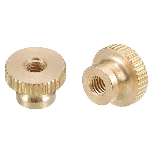 sourcing map Knurled Thumb Nuts, 10pcs M4 x D12mm x H8mm Brass Knurled Nut with Collar High Head Through Hole Adjusting Nuts for 3D Printer Parts