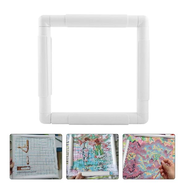 Embroidery Clip Frame, Plastic Square Frame Embroidery Hoop for Embroidery Quilting Needlepoint Cross Stitch Silk-Painting(20.3×20.3cm)