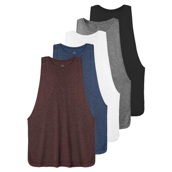 Ullnoy Workout Tank Tops for Women Running Muscle Tanks Sleeveless Loose Fit Gym Yoga Sport Shirts-5 Pack Black/Dark Gray/White/Navy/Wine S