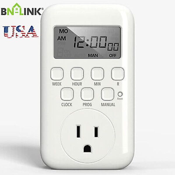 125V 15A BN-LINK LCD display in Programmable Digital Timer Outlet Switch 7 Days