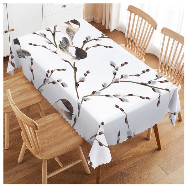 Walmsco Tablecloth Bird Winter Decor For Dining Room Kitchen Rectangular Table Cover 132 * 178cm