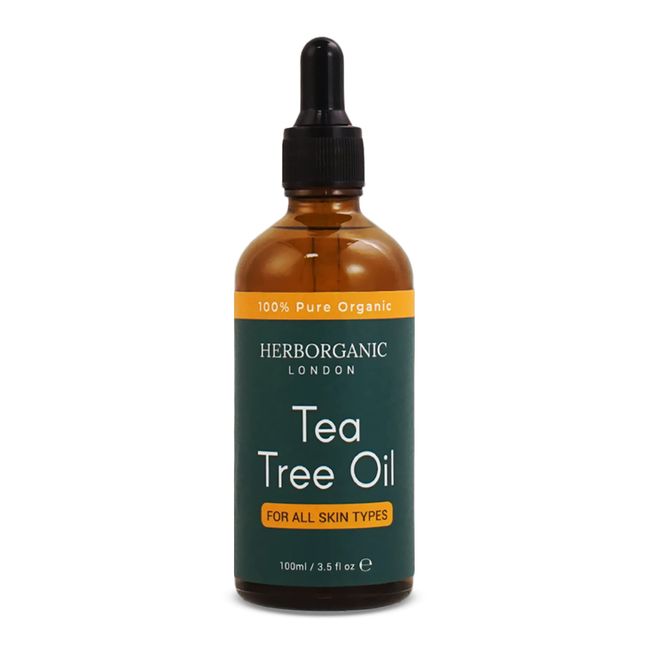 HerbOrganic Anti-bacterial Tea Tree Oil – 100 ml – Organic – Antiseptic – For Acne and Redness of Skin – For Pimples and Nail Fungus – Aromatherapy