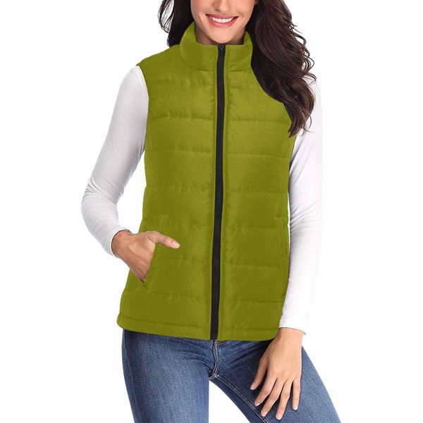 Womens Puffer Vest Jacket / Dark Olive Green - S