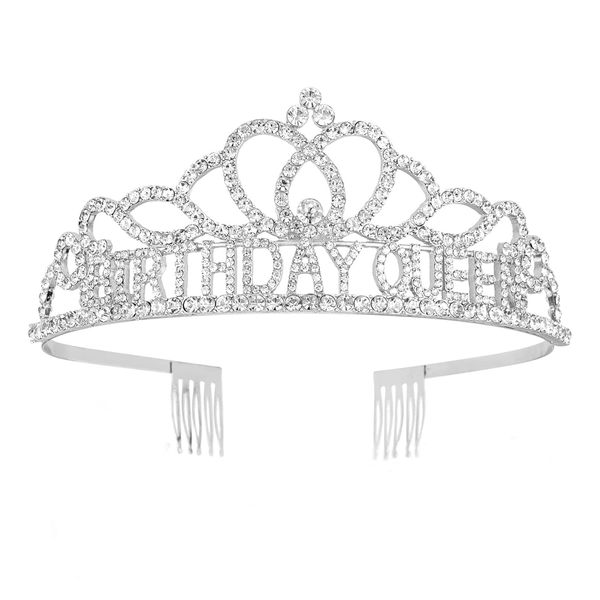 CIEHER Silver Birthday Queen Tiarras Birthday Decorations Birthday Gifts for Women Girls