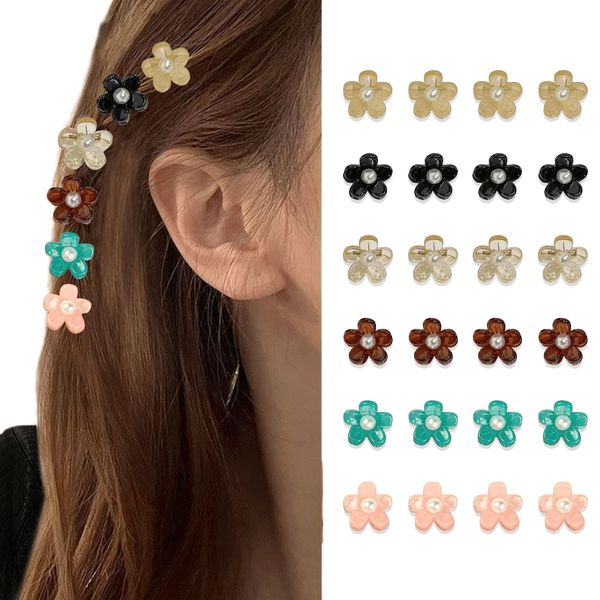 Hair Clip, Mini Flower, Set of 24, Small Clip, Hair Clip, Cute, Hair Accessory, Hair Ornament, Bangs Clip, Hairpin, Girls, Women's, Round Flower