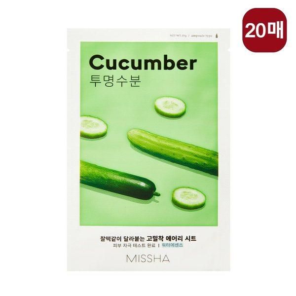 [Shinsegae Live Shopping][Missha][20 sheets] Airy close-fitting sheet mask (cucumber)