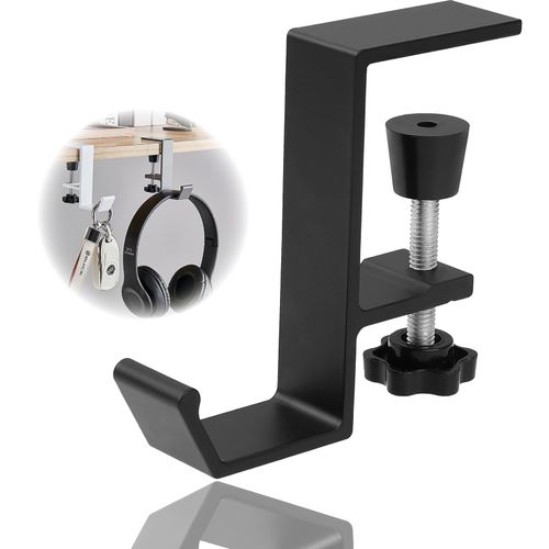 MAEXUS Headphone Hook, Headphone Stand, Headphone Hook, Screw Type, Desk Hook, Headphone Hanger, Multi-functional, Office, Bag, Washroom, Under Cabinet Hanger, Kitchen, Matte Black, Desk, Headphone