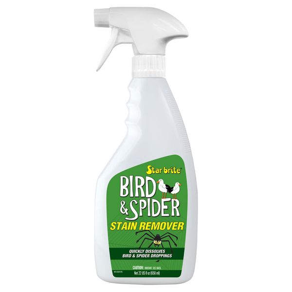 STAR BRITE Spider & Bird Stain Remover Spray - Quickly Dissolve Bird Droppings & Clean up Spider Mess - Won't Remove Polish or Wax (095122SS)