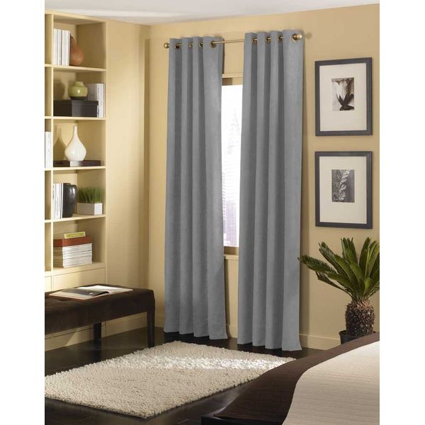 Curtainworks Cameron Grommet Curtain Panel, 50 x 63 in, Pewter