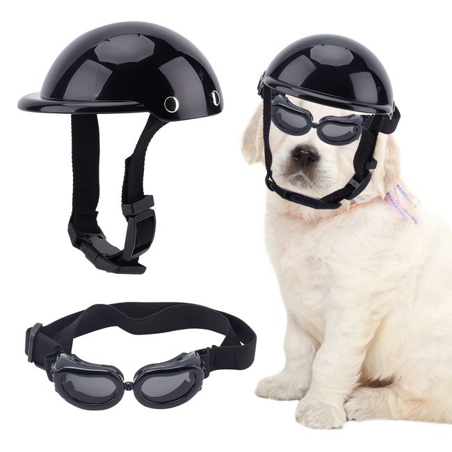 WEBEEDY Mini UV-Schutzbrille Für Kleine Haustiere, Sicherheits-Ridding-Kappe, Motorrad-Hundehelm Hundehelm, Hund Katze Zubehör Haustier Spielzeug Hut, Winddichter Schneefester Augenkopfschutz (10 cm)