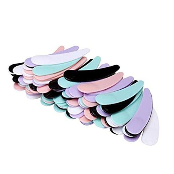 DNHCLL 100PCS Mixed Colors Disposable Mini Curved Cosmetic Spatula Scoop Makeup Mask Spatula Plastic Spoon,Small Makeup Scoop for Mixing and Sampling