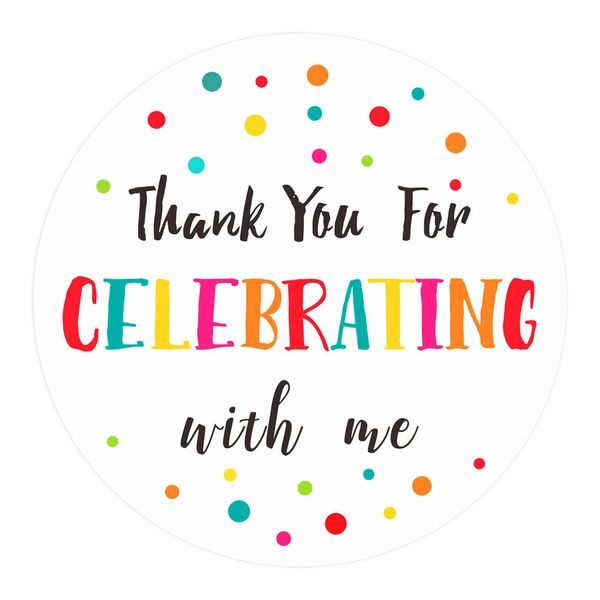 joycraft 120Pcs Thank You for Celebrating with Me Stickers, 2" Round Thank You Gift Stickers, Colorful Dots Self-Adhesive Label, Thank You Stickers for Envelope Seals, Gift Bags, Party Favor