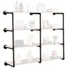 4 Tier Industrial Pipe Shelf 3PCS 11.8"w Floating Shelf Bracket Wall Mounted