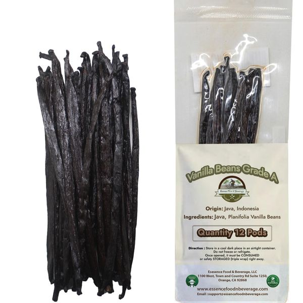 12 Plump Vanilla Beans For Making Vanilla Extract Grade A - NON-GMO Fresh Vanilla Bean pods, 6-8" Inches, Plump, baking.