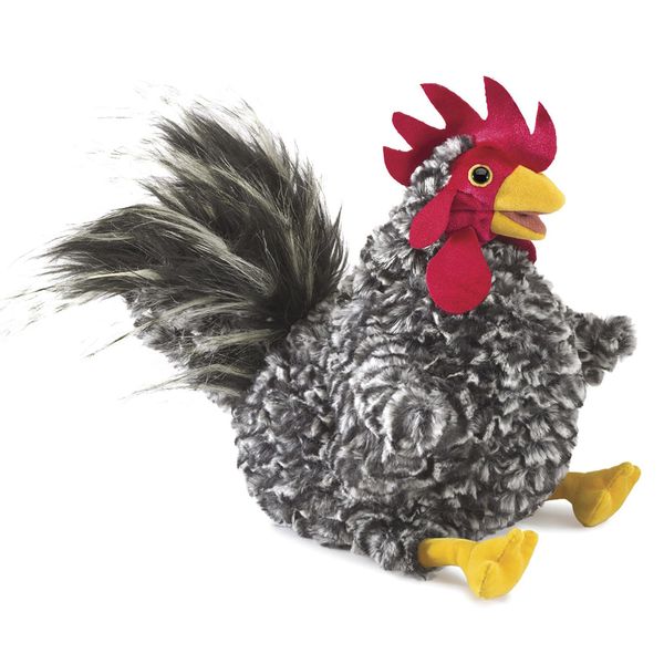 Folkmanis Barred Rock Rooster Hand Puppet, Black, White, Red, Yellow